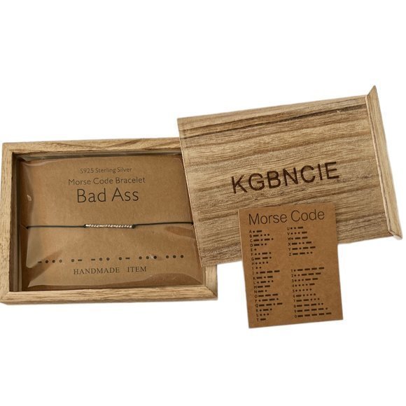 NEW Morse Code "Bad Ass" Sterling Silver Bead Bracelet‎ NWT - Picture 1 of 6